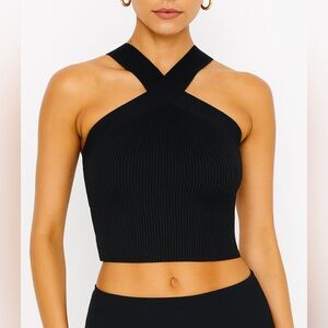 Aritzia Babaton Sculpt Knit Criss Cross Tank – Black